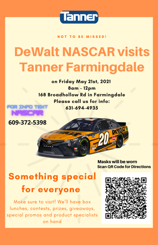 DeWalt NASCAR Visits Tanner Farmingdale!